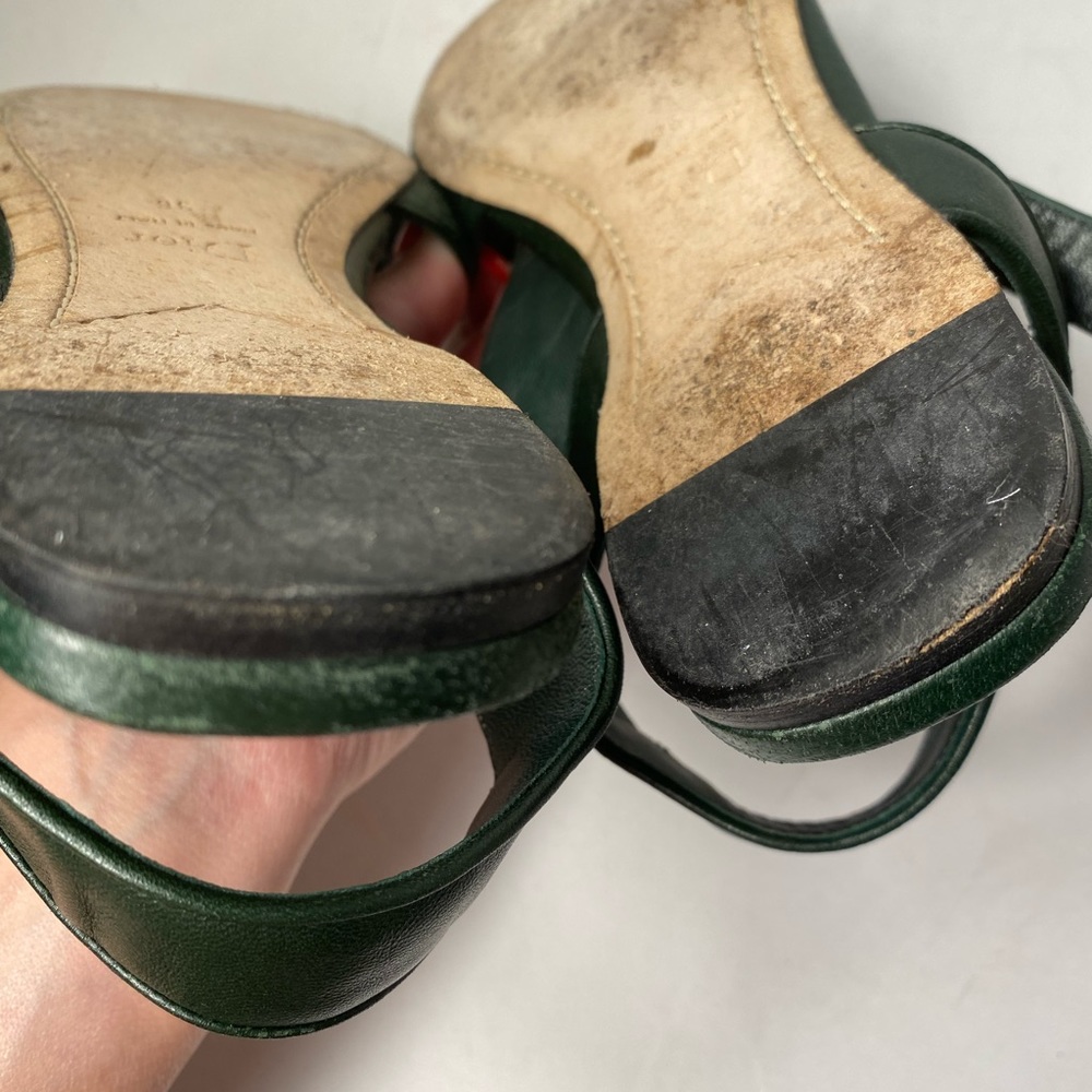 Christian Dior flat leather sandals dark green grey 36 - Picture 9 of 12